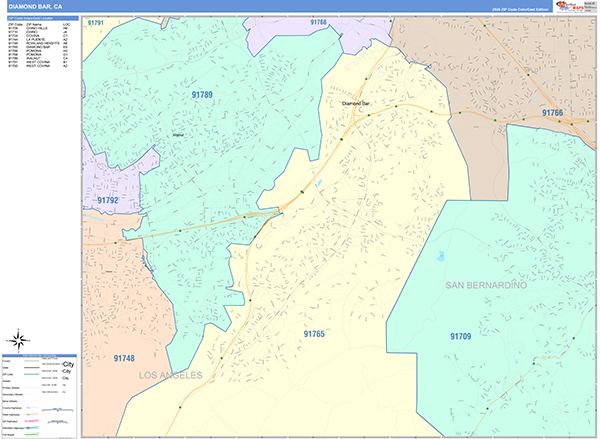Diamond Bar Wall Map